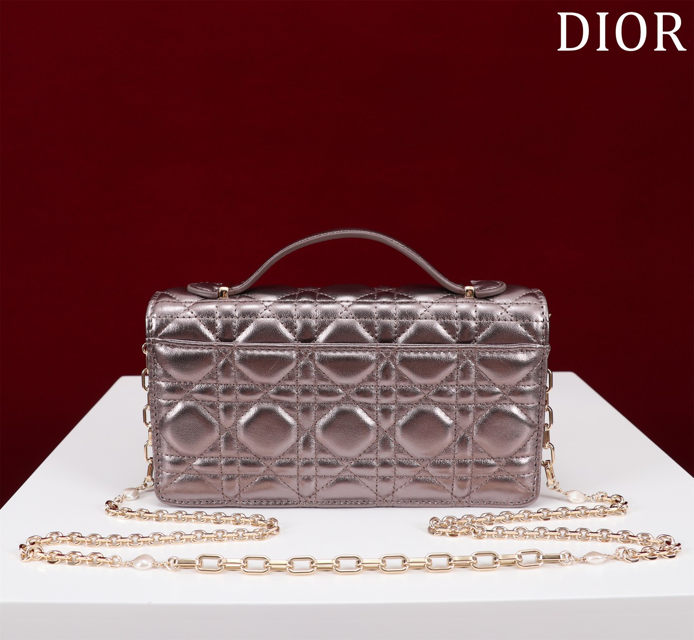 My Dior Mini Bag Silver Cannage Lambskin